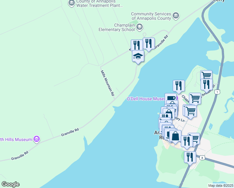 map of restaurants, bars, coffee shops, grocery stores, and more near 5287 Granville Road in Granville Ferry