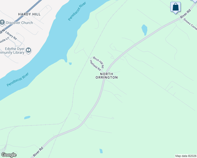 map of restaurants, bars, coffee shops, grocery stores, and more near 351 River Road in Orrington