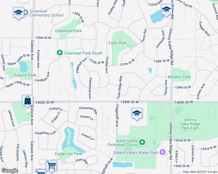 map of restaurants, bars, coffee shops, grocery stores, and more near 13928 Findlay Court in Apple Valley