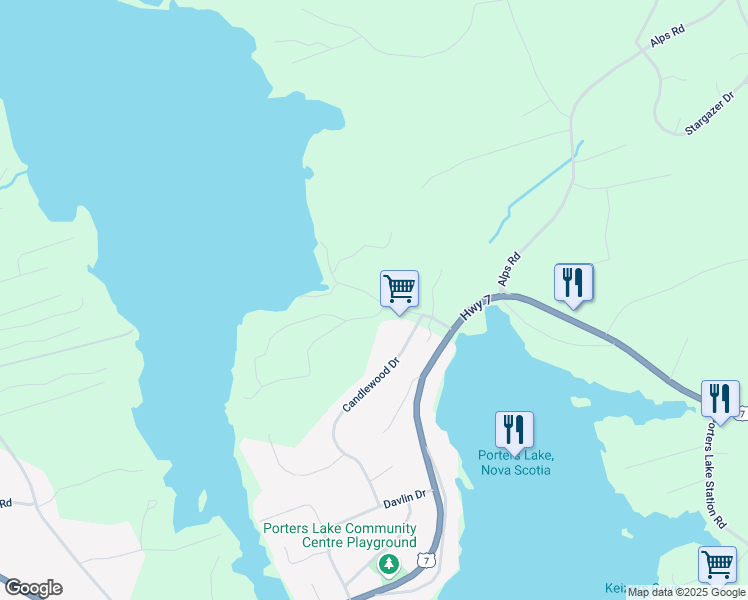 map of restaurants, bars, coffee shops, grocery stores, and more near 50 Cove Road in Porters Lake
