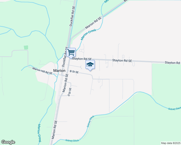 map of restaurants, bars, coffee shops, grocery stores, and more near 6023 B Street Southeast in Marion