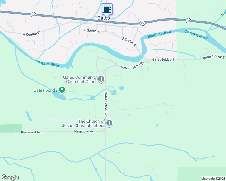map of restaurants, bars, coffee shops, grocery stores, and more near 40071 Gates School Road in Gates