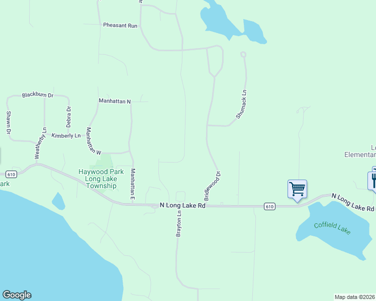 map of restaurants, bars, coffee shops, grocery stores, and more near 4001-4367 Bridlewood Drive in Traverse City