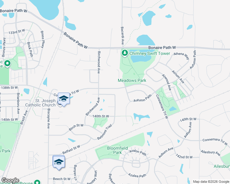 map of restaurants, bars, coffee shops, grocery stores, and more near 2049 138th Street West in Rosemount