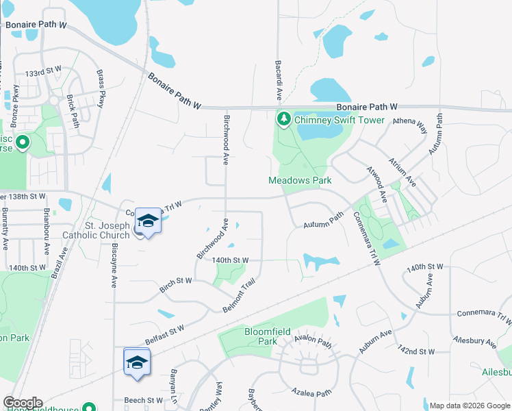 map of restaurants, bars, coffee shops, grocery stores, and more near 2049 138th Street West in Rosemount