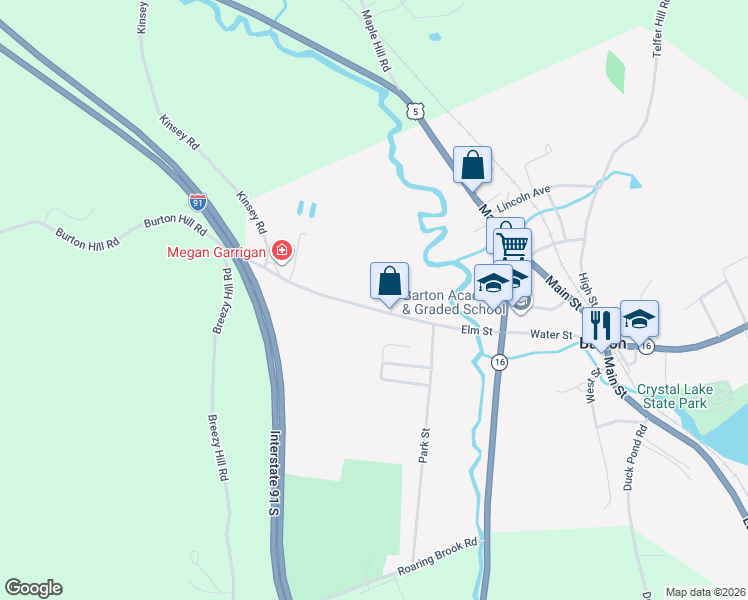 map of restaurants, bars, coffee shops, grocery stores, and more near 268 Elm Street in Barton