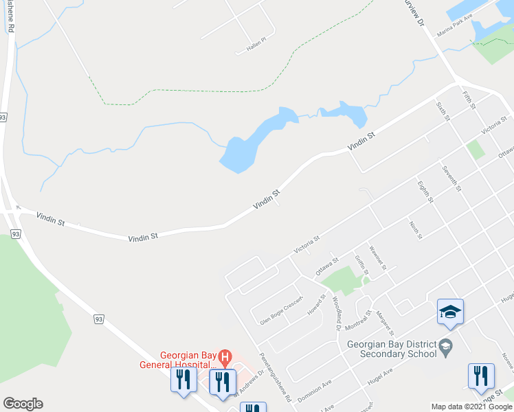 map of restaurants, bars, coffee shops, grocery stores, and more near 941 Vindin Street in Midland
