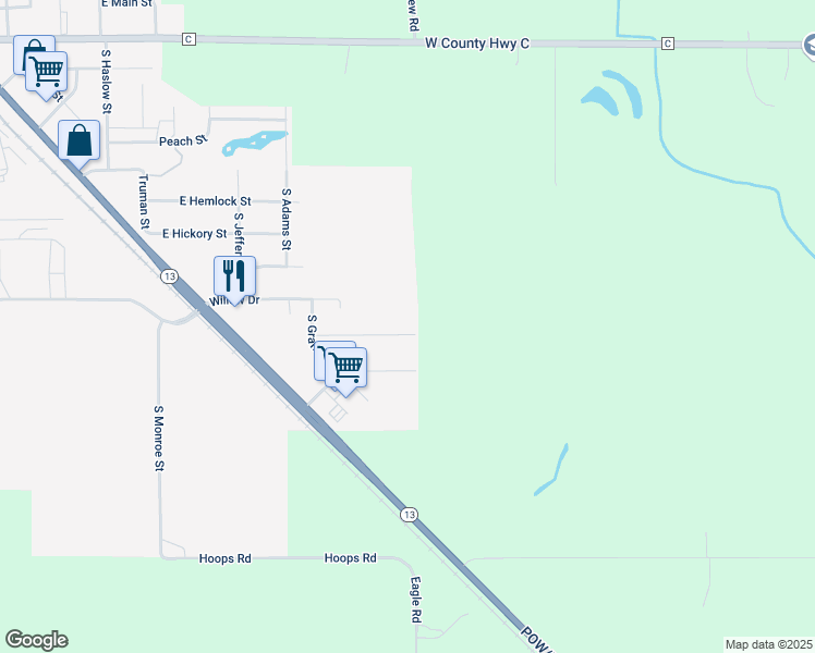 map of restaurants, bars, coffee shops, grocery stores, and more near 1108 East Aspen Street in Spencer