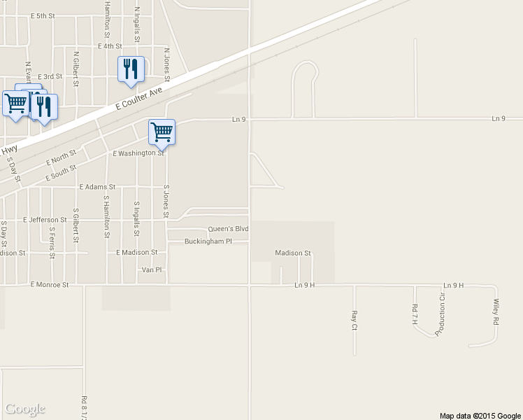 map of restaurants, bars, coffee shops, grocery stores, and more near 925 Road 8 in Powell