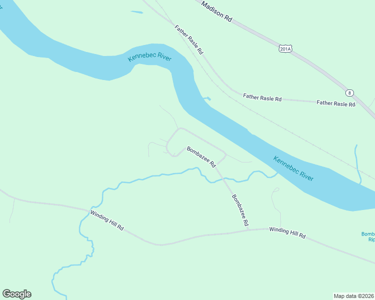 map of restaurants, bars, coffee shops, grocery stores, and more near 128 Bombazee Road in Norridgewock