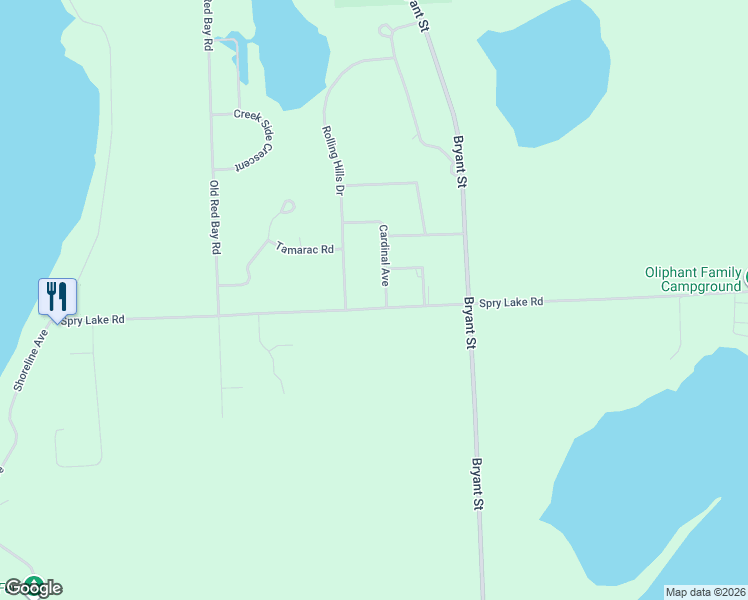 map of restaurants, bars, coffee shops, grocery stores, and more near 139 Spry Lake Road in South Bruce Peninsula