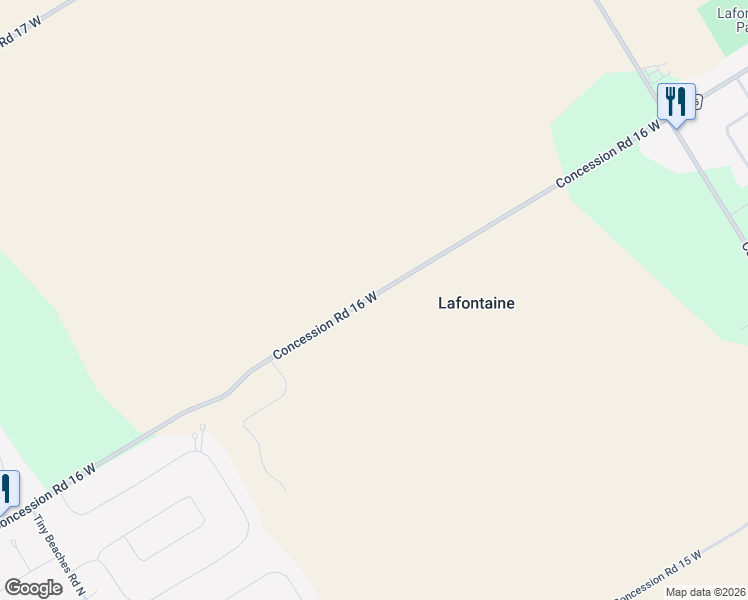 map of restaurants, bars, coffee shops, grocery stores, and more near 557 Concession Road 16 West in Simcoe County