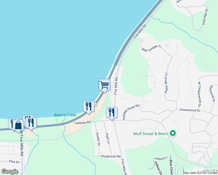 map of restaurants, bars, coffee shops, grocery stores, and more near 4500 U.S. 31 in Traverse City