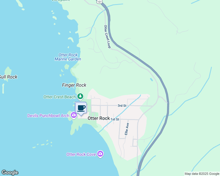 map of restaurants, bars, coffee shops, grocery stores, and more near 301 Otter Crest Drive in Otter Rock