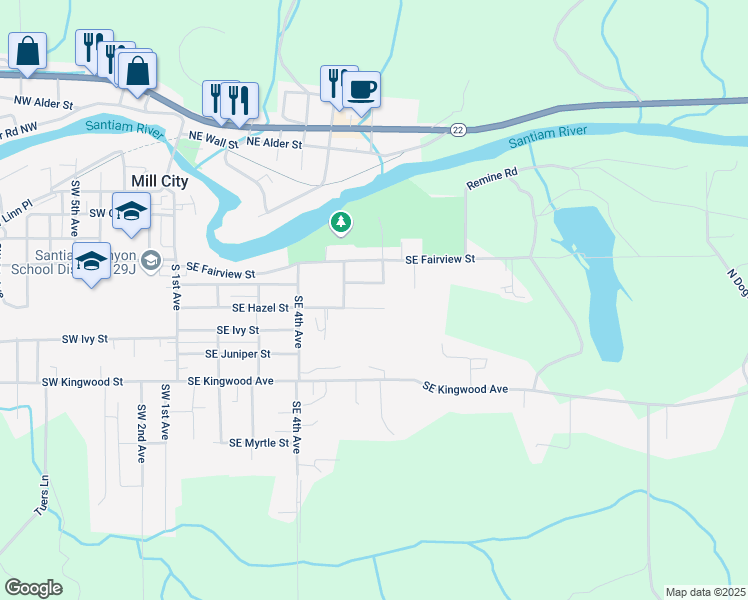 map of restaurants, bars, coffee shops, grocery stores, and more near 553 Southeast 6th Avenue in Mill City