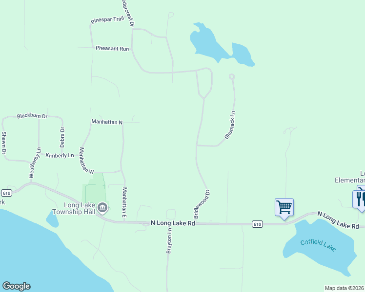 map of restaurants, bars, coffee shops, grocery stores, and more near 4369-4553 Bridlewood Dr in Traverse City