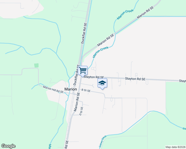 map of restaurants, bars, coffee shops, grocery stores, and more near 5937 Stayton Road Southeast in Marion