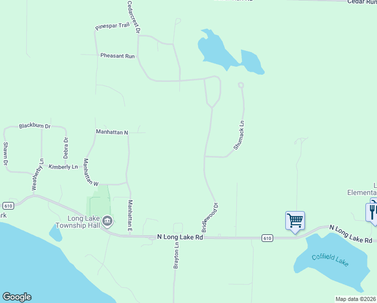 map of restaurants, bars, coffee shops, grocery stores, and more near 4369-4553 Bridlewood Dr in Traverse City