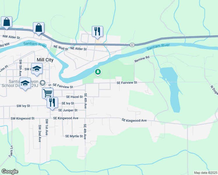 map of restaurants, bars, coffee shops, grocery stores, and more near 553 Southeast 6th Avenue in Mill City