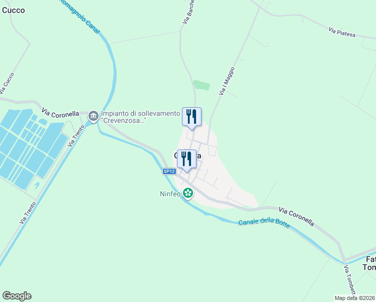 map of restaurants, bars, coffee shops, grocery stores, and more near 6 Via Barchetta in Galliera