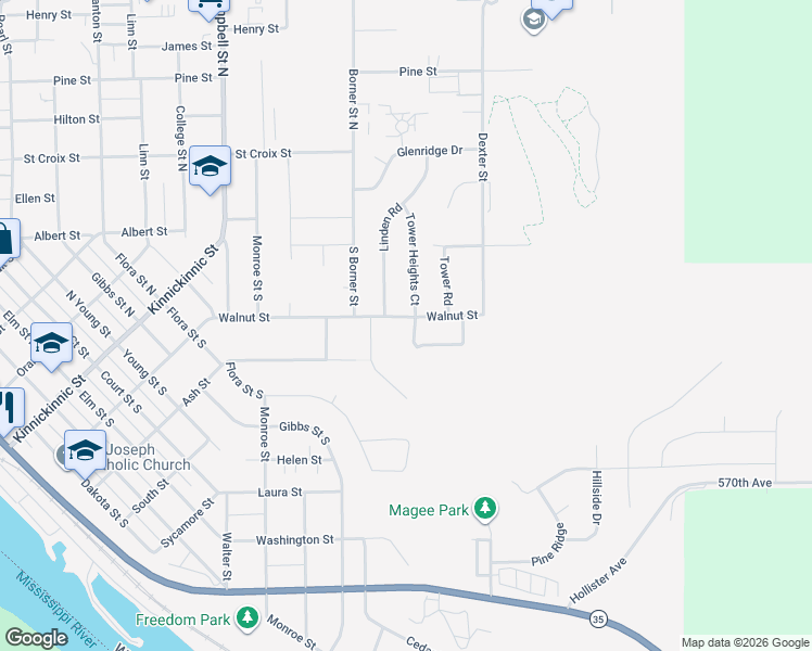 map of restaurants, bars, coffee shops, grocery stores, and more near 266 Linden Road in Prescott