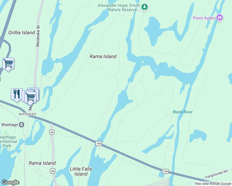 map of restaurants, bars, coffee shops, grocery stores, and more near 7847 Oakridge Drive in Ramara