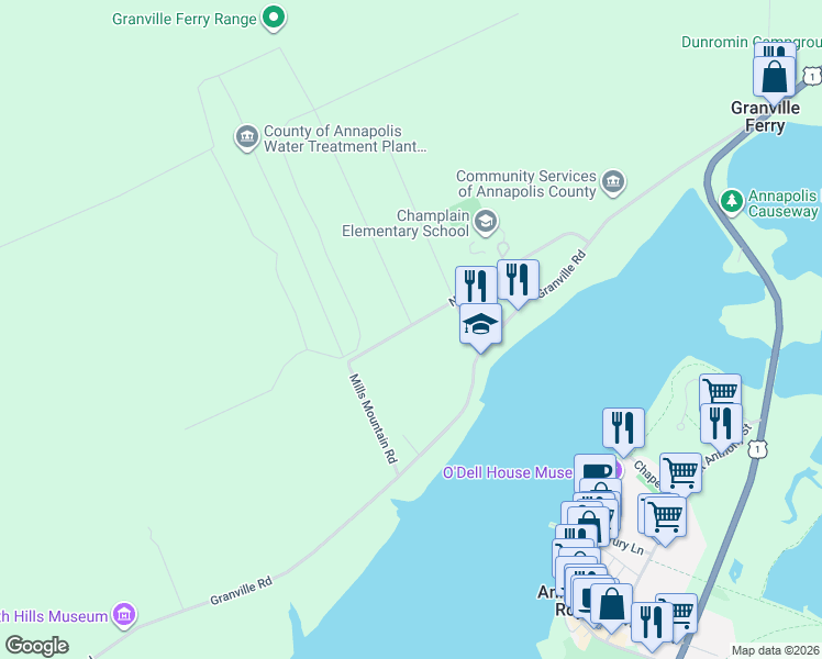 map of restaurants, bars, coffee shops, grocery stores, and more near 40 North Street in Granville Ferry