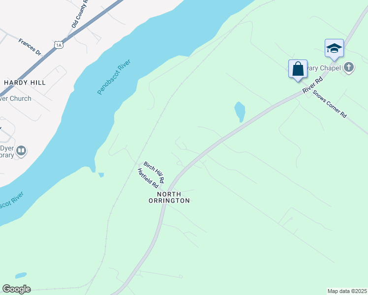 map of restaurants, bars, coffee shops, grocery stores, and more near 20 Williams Way in Orrington