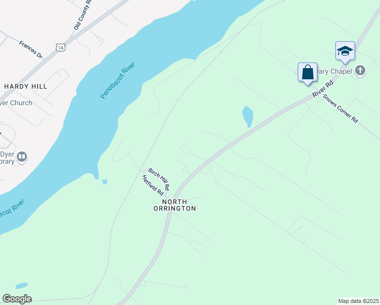 map of restaurants, bars, coffee shops, grocery stores, and more near 20 Williams Way in Orrington