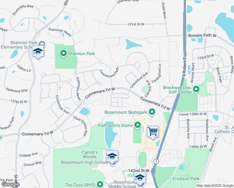 map of restaurants, bars, coffee shops, grocery stores, and more near 3328 Corliss Trl in Rosemount