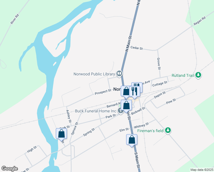 map of restaurants, bars, coffee shops, grocery stores, and more near 6 Harrison St in Norwood
