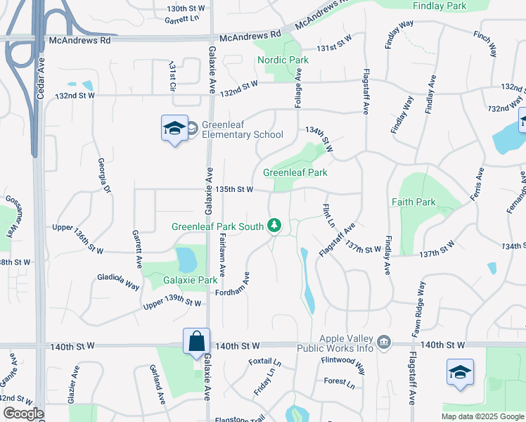 map of restaurants, bars, coffee shops, grocery stores, and more near 13571 Fordham Avenue in Saint Paul