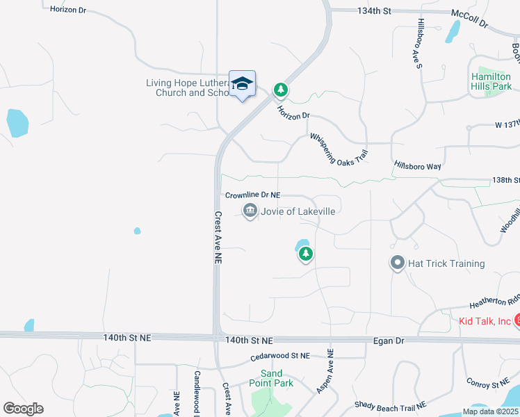 map of restaurants, bars, coffee shops, grocery stores, and more near 13624 Crownline Drive NE in Prior Lake