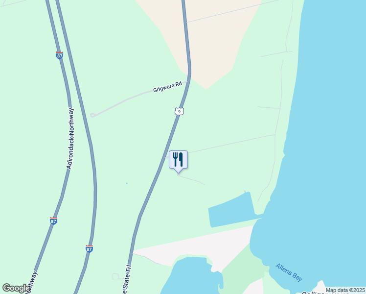 map of restaurants, bars, coffee shops, grocery stores, and more near 90 Calkins Road in Plattsburgh