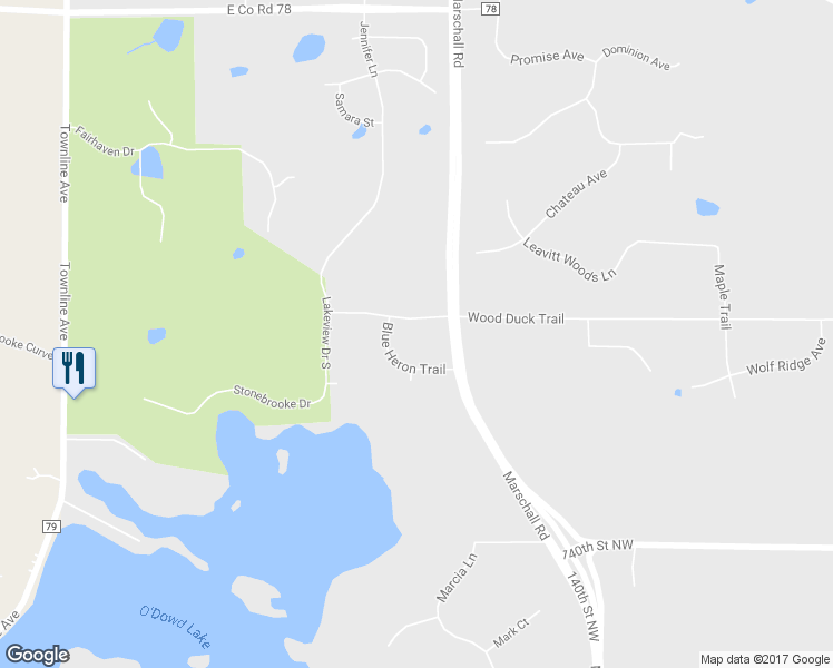 map of restaurants, bars, coffee shops, grocery stores, and more near 1354 Wood Duck Trail in Shakopee