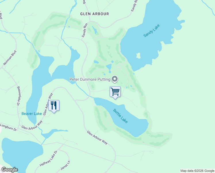 map of restaurants, bars, coffee shops, grocery stores, and more near 20 Club House Lane in Hammonds Plains