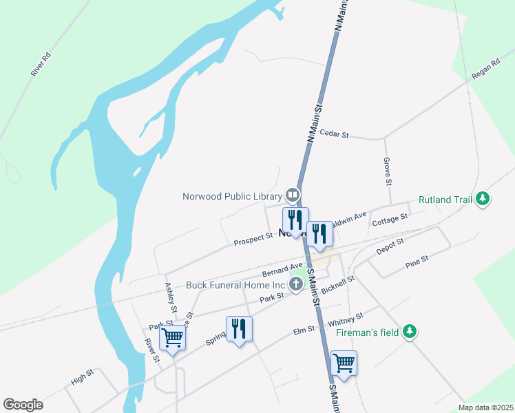 map of restaurants, bars, coffee shops, grocery stores, and more near 6 Harrison St in Norwood