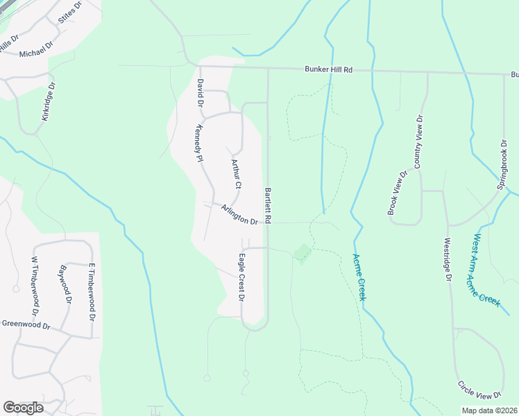 map of restaurants, bars, coffee shops, grocery stores, and more near 4032-4108 Bartlett Road in Williamsburg