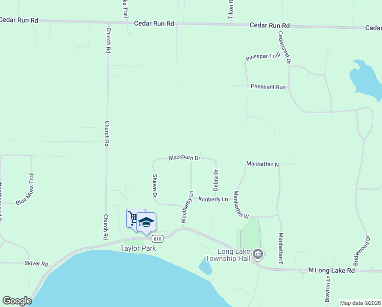 map of restaurants, bars, coffee shops, grocery stores, and more near 9148 Blackburn Drive in Traverse City