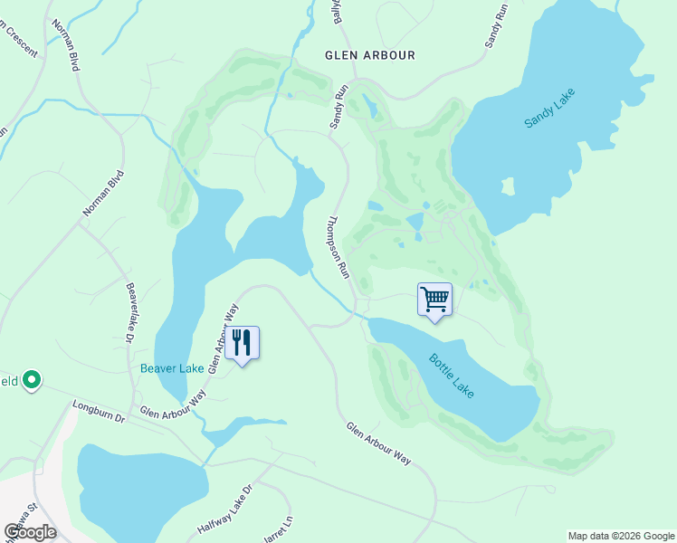 map of restaurants, bars, coffee shops, grocery stores, and more near 116 Thompson Run in Hammonds Plains