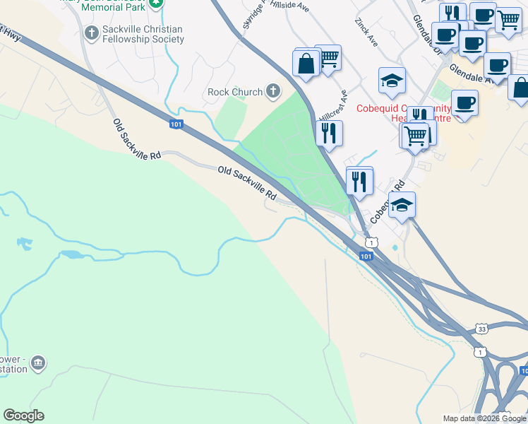 map of restaurants, bars, coffee shops, grocery stores, and more near 6 Lynn Court in Lower Sackville