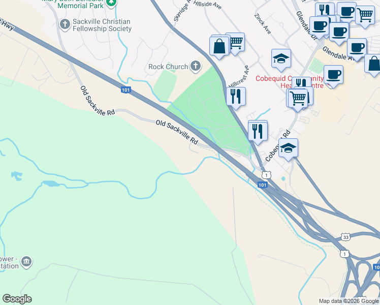 map of restaurants, bars, coffee shops, grocery stores, and more near 6 Lynn Court in Lower Sackville