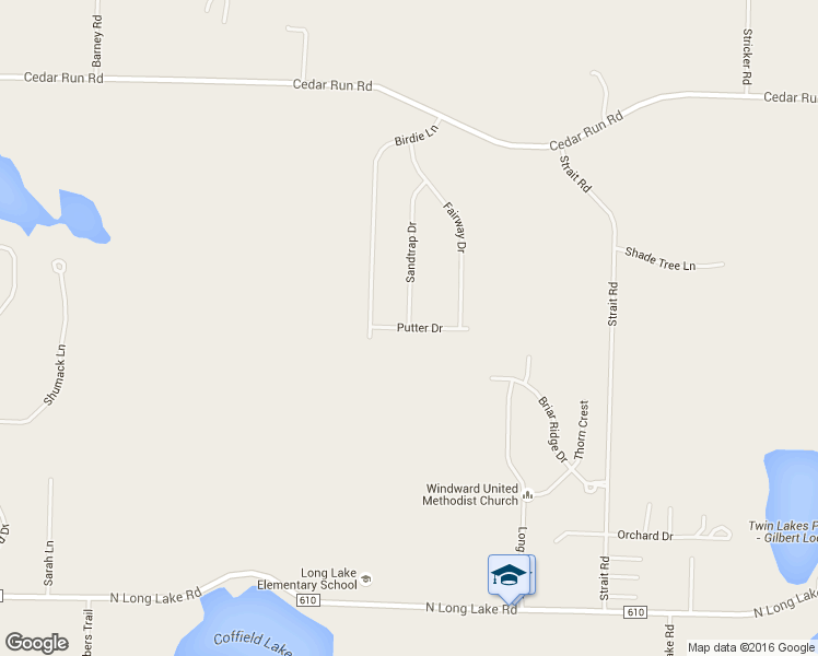 map of restaurants, bars, coffee shops, grocery stores, and more near Putter Drive in Traverse City