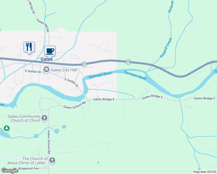 map of restaurants, bars, coffee shops, grocery stores, and more near 50620 Linnwood Drive in Gates