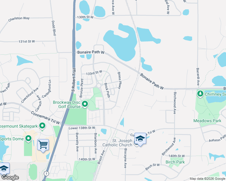 map of restaurants, bars, coffee shops, grocery stores, and more near 2553 Brass Parkway in Rosemount