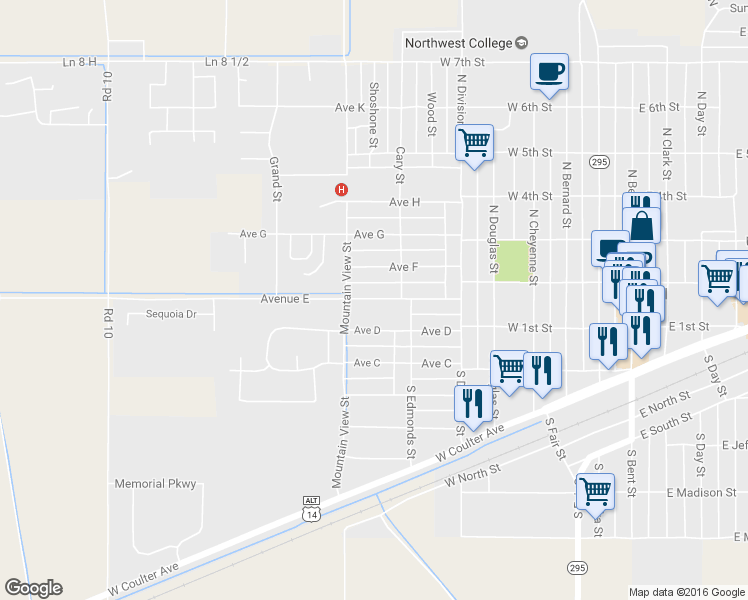 map of restaurants, bars, coffee shops, grocery stores, and more near 607 Powell Highway in Powell