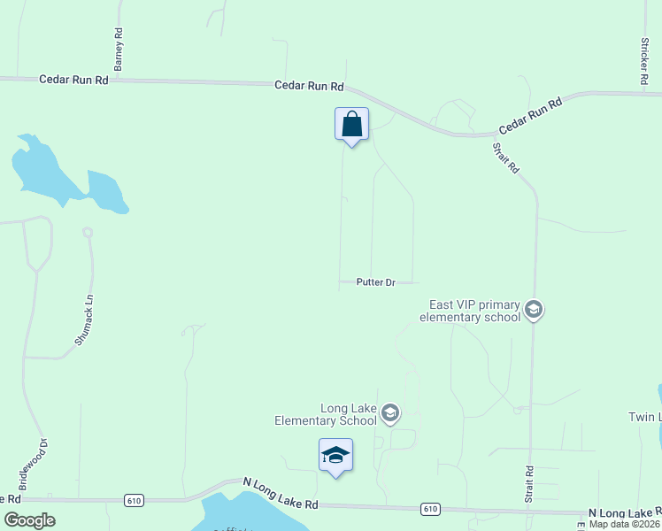 map of restaurants, bars, coffee shops, grocery stores, and more near Putter Drive in Traverse City