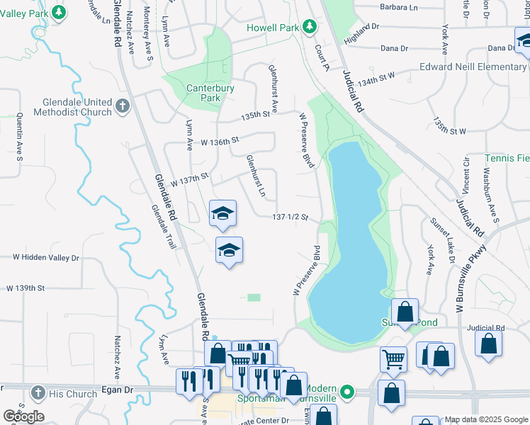 map of restaurants, bars, coffee shops, grocery stores, and more near 4054 137 5 Street West in Savage