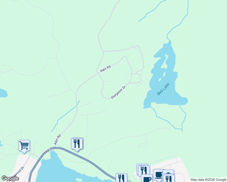 map of restaurants, bars, coffee shops, grocery stores, and more near 23 Verbena Court in Porters Lake