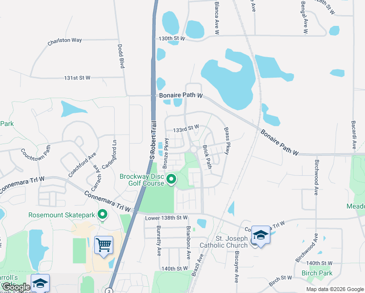 map of restaurants, bars, coffee shops, grocery stores, and more near 2706 134th Street West in Rosemount
